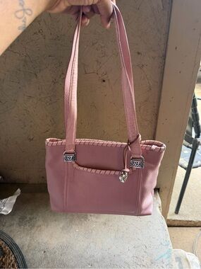 Brighton Pink Leather Shoulder Bag with Silver Hardware